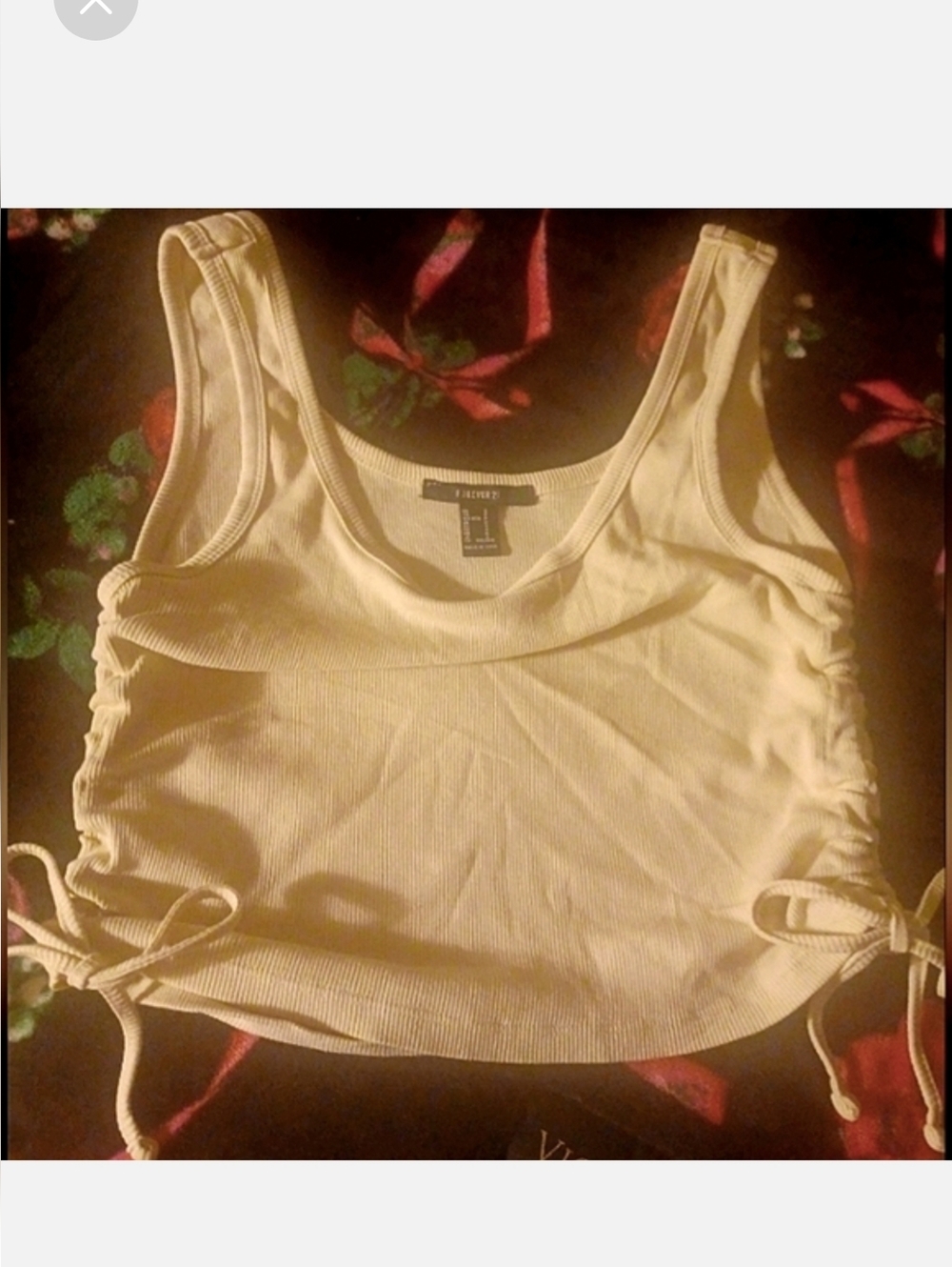 Forever 21 Light Tan Ribbed Bow Tie-Side Sexy Stretchy Crop Tank